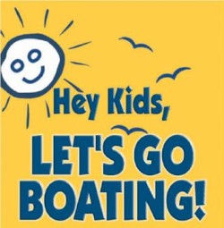 Hey kids, lets go boating logo