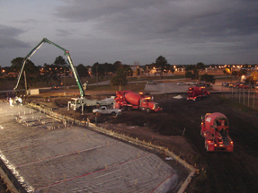 To avoid heat, construction workers pour the concrete at night