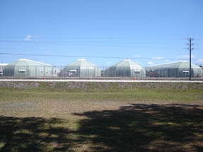 Four tents are up with each one housing 100 inmates.