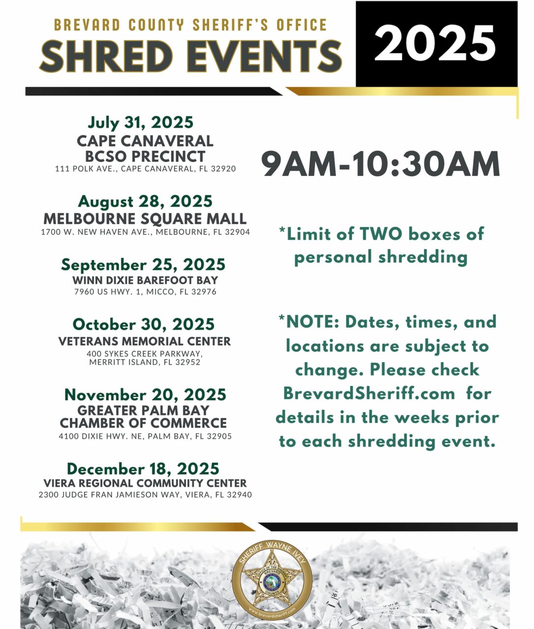 2025 Shred Events Flyer