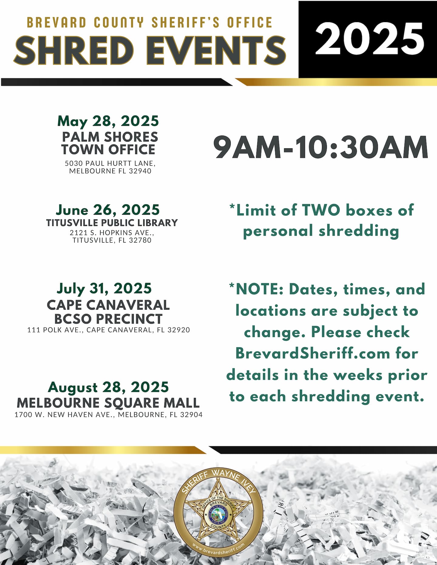 2025 Shred Events Flyer
